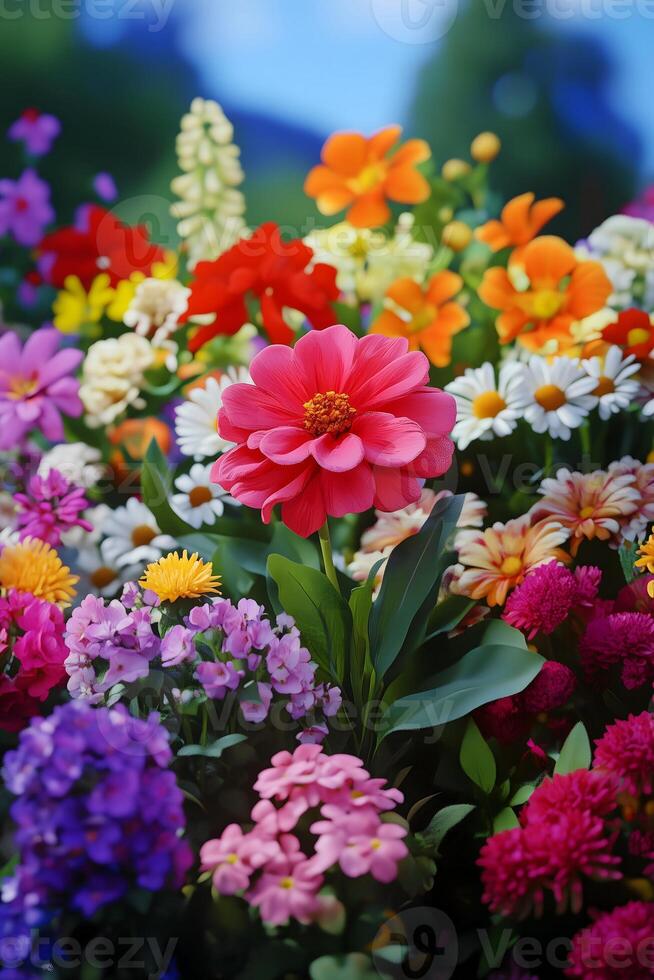 Colorful Impressionistic Flower Bed photo