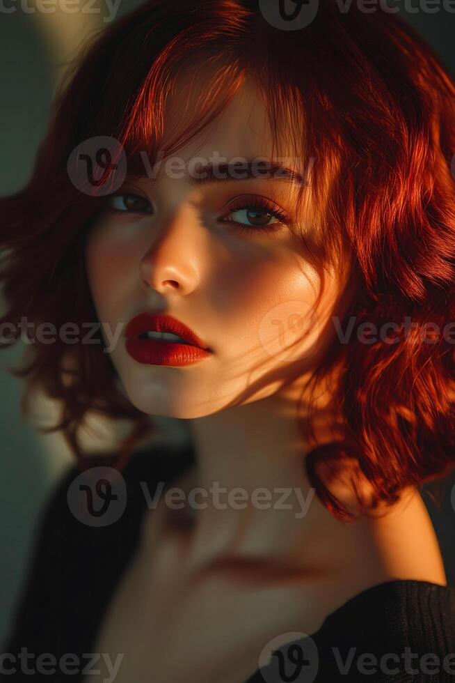 Dreamy Portrait of a Fiery-Haired Woman photo