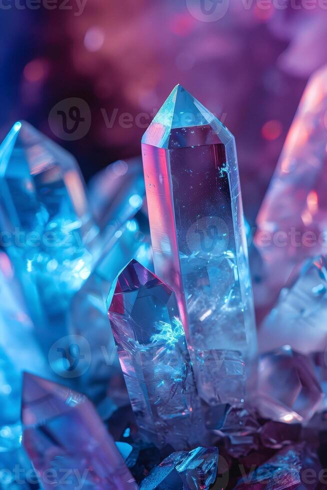 Macro of Blue-Violet Quartz Cluster photo