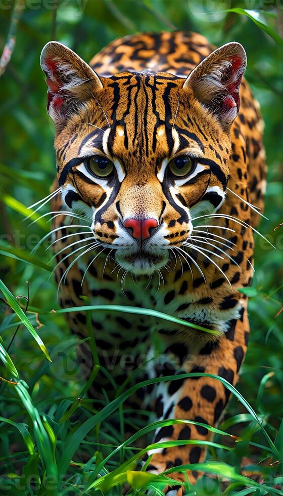 Jaguarundi in Lush Jungle Undergrowth photo