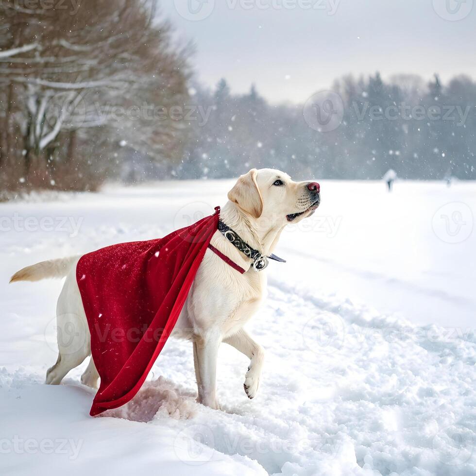 Heroic Winter Dog Portrait photo