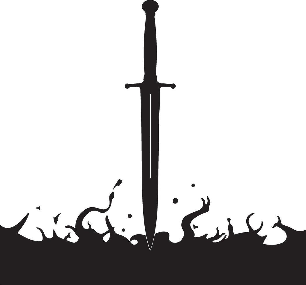 Sword silhouette on white background vector