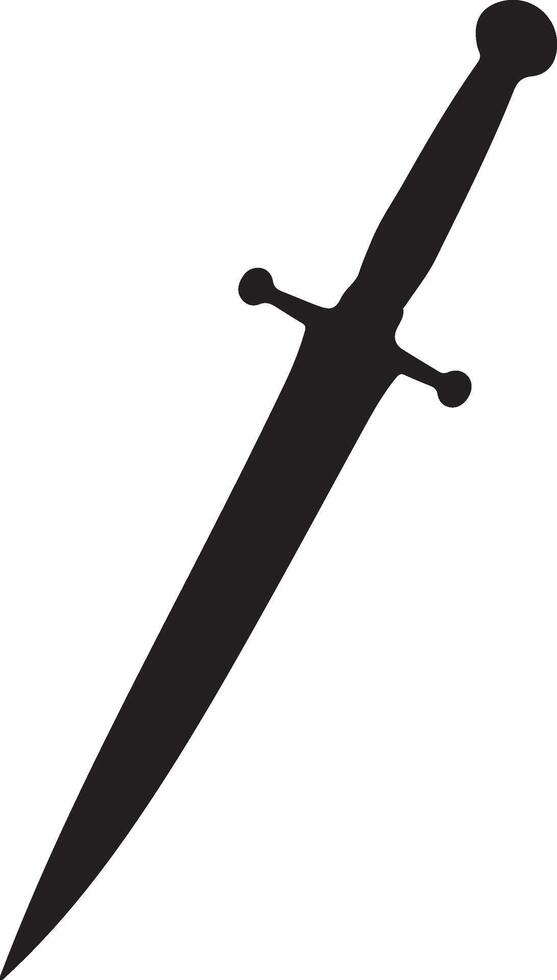A black and white silhouette of a sword vector