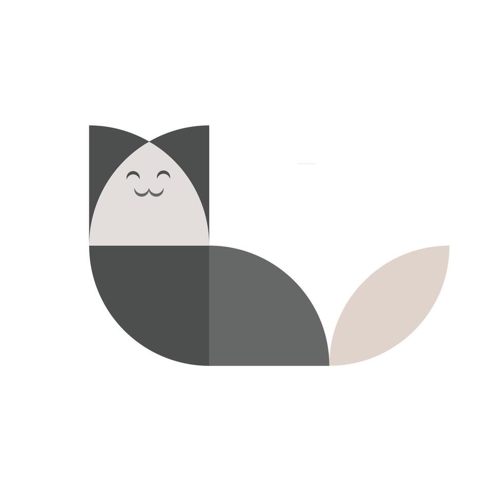 simple geometric cat design template vector