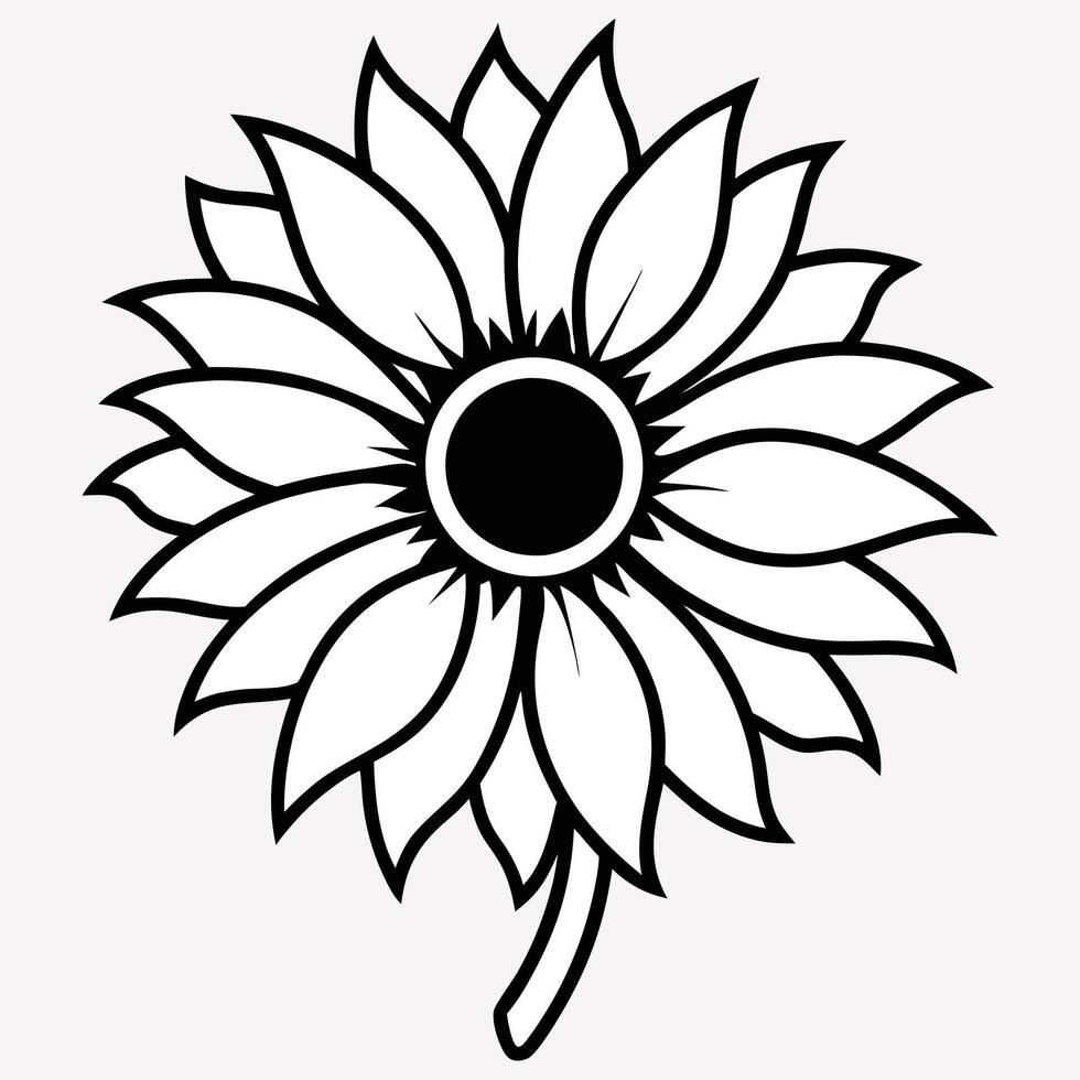 Sunflower Flower on White Background Bright Yellow Blossom Isolated for Floral Design vector