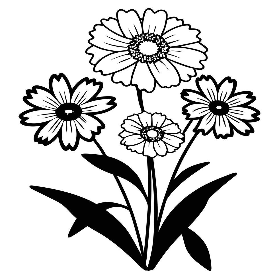Coreopsis Flower on White Background Bright Yellow Blossom Isolated vector
