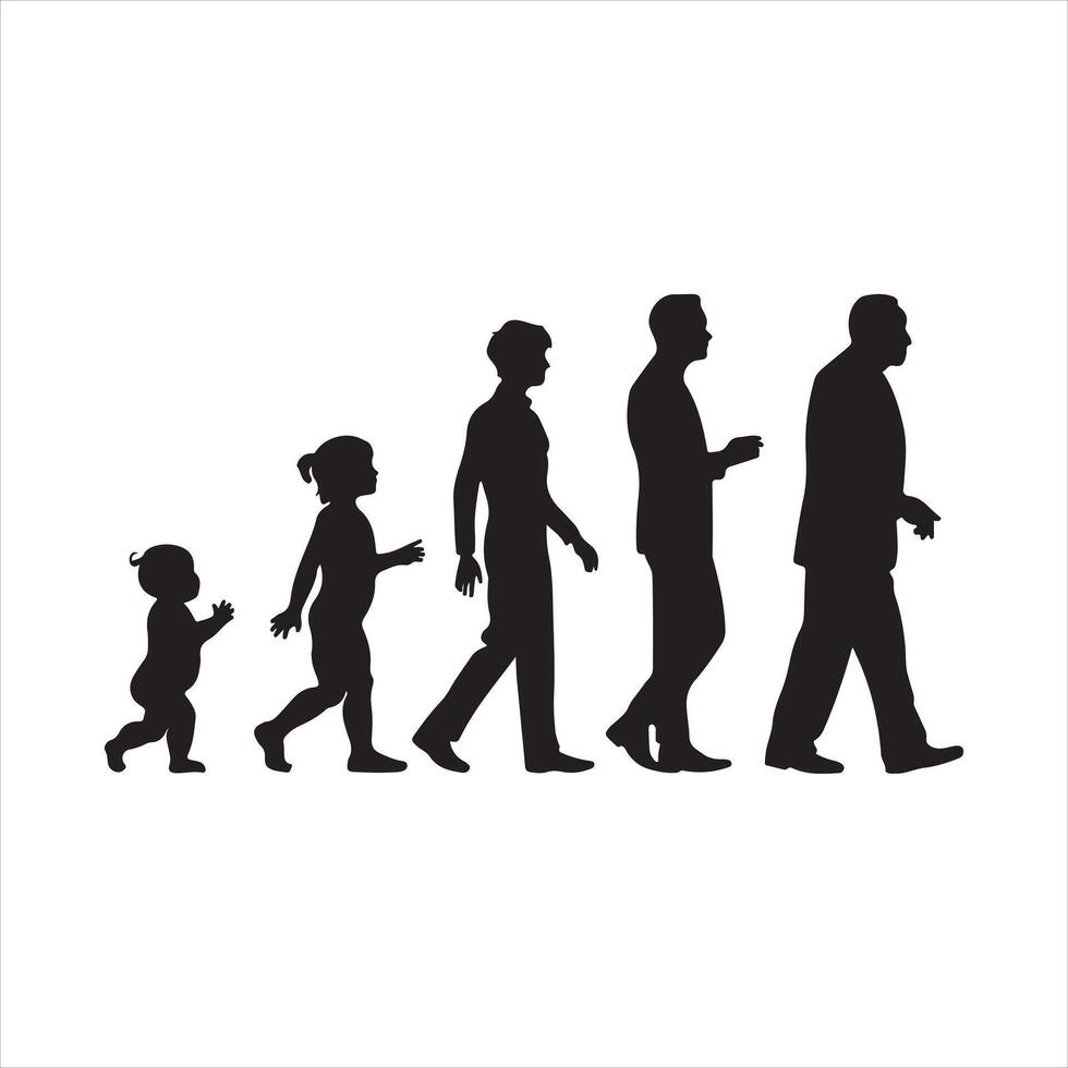 Human in different ages vactor silhouette vector