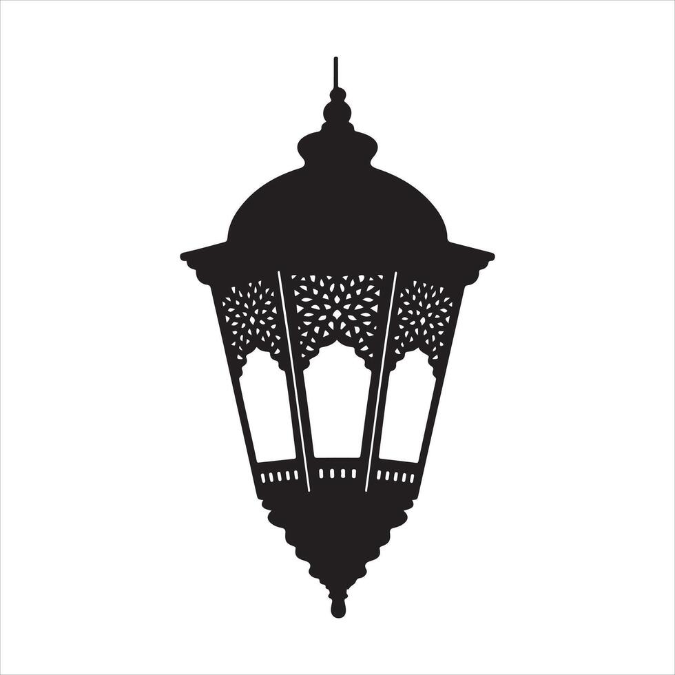 A Classic Eastern Lantern Fancy Traditional Islamic silhouette black vector