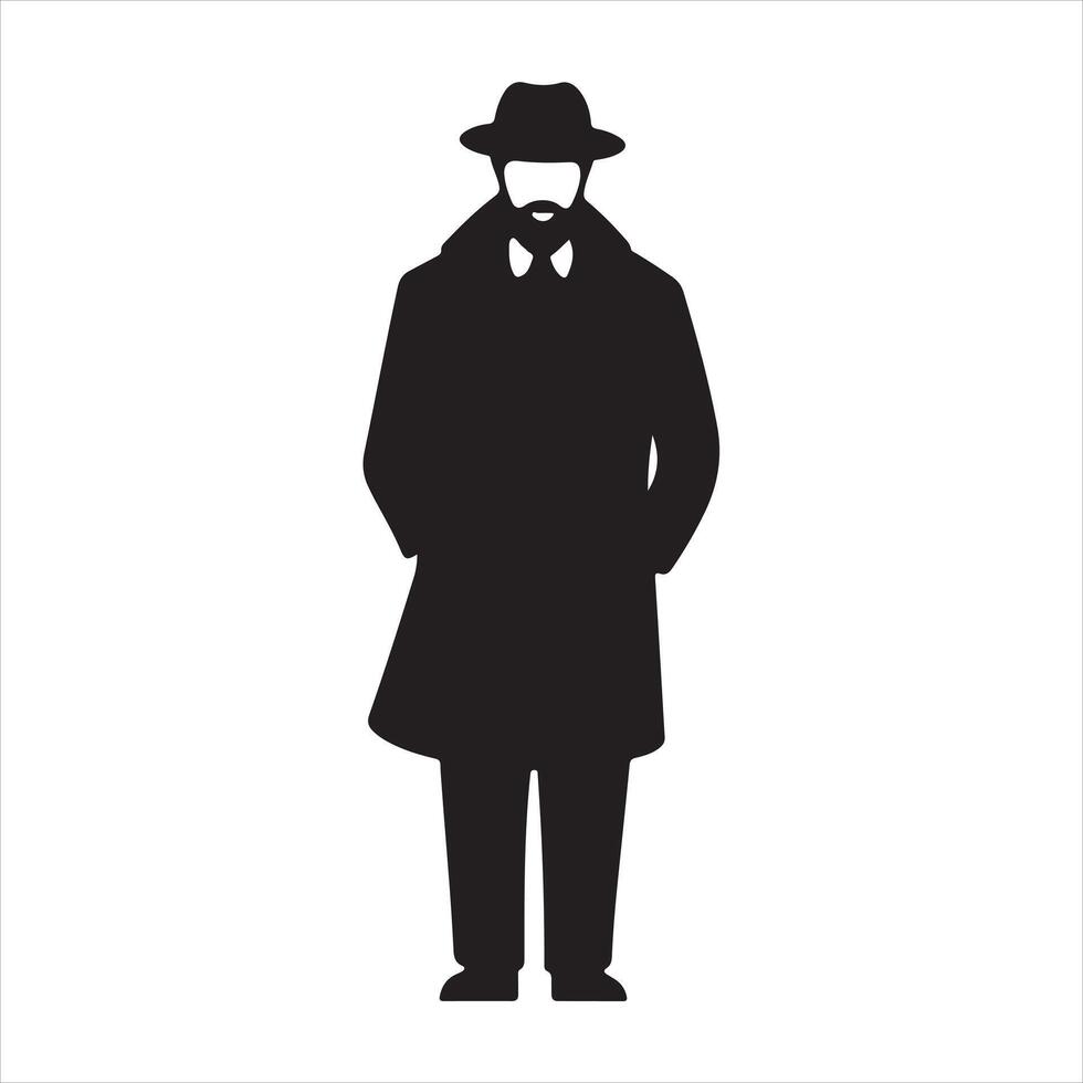 Silhouette of a man in a coat with open arms vector