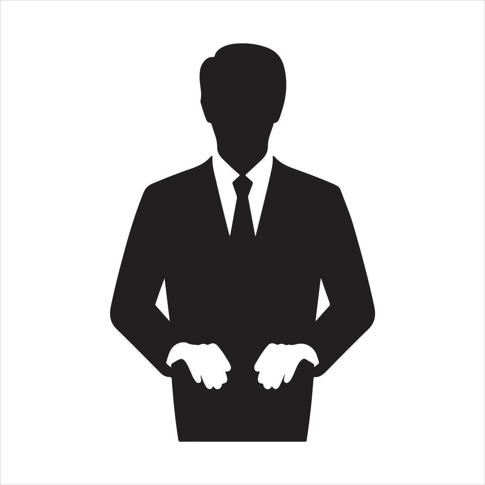 Black Silhouette of a man in a coat with open arms vector