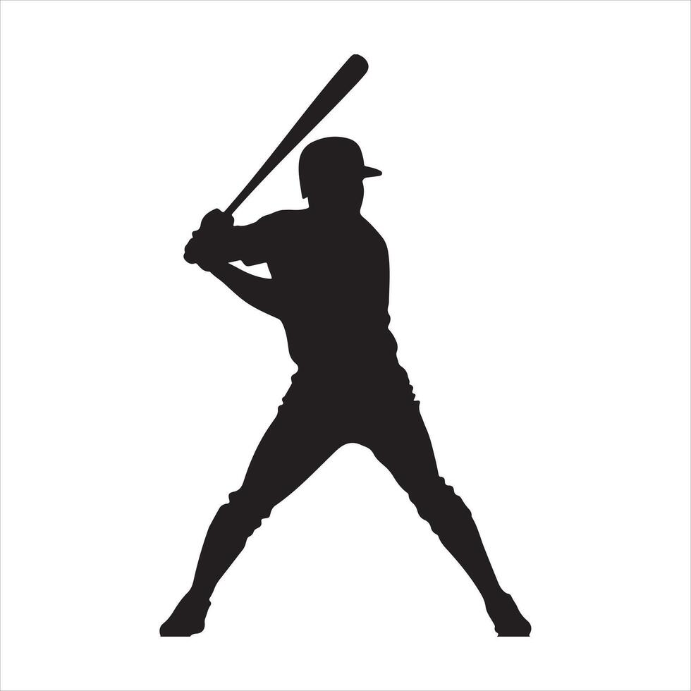 a Baseball Player black silhouette vector