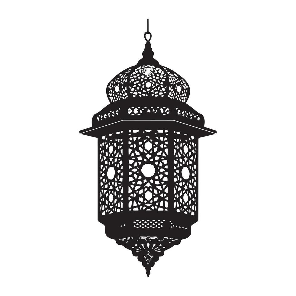A Classic Eastern Lantern Fancy Traditional Islamic silhouette on white background vector