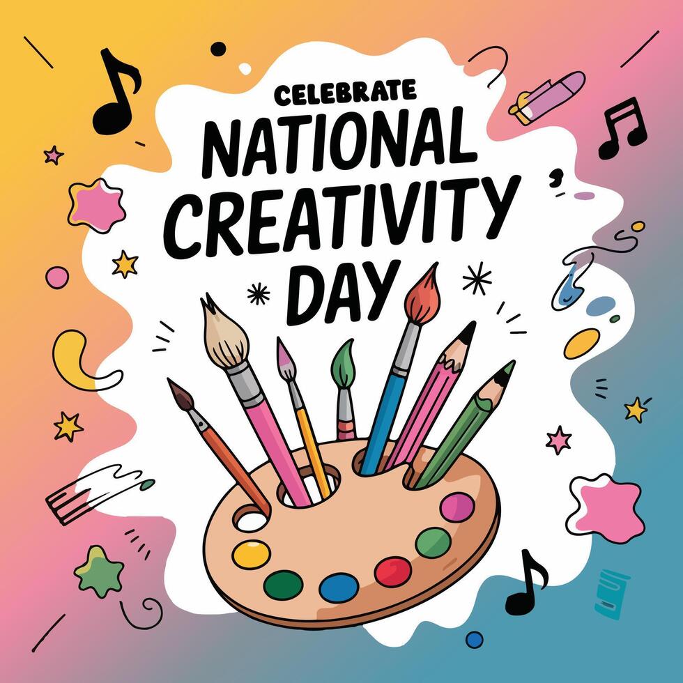 Celebrating National Creativity Day with Art, Music, and Color vector