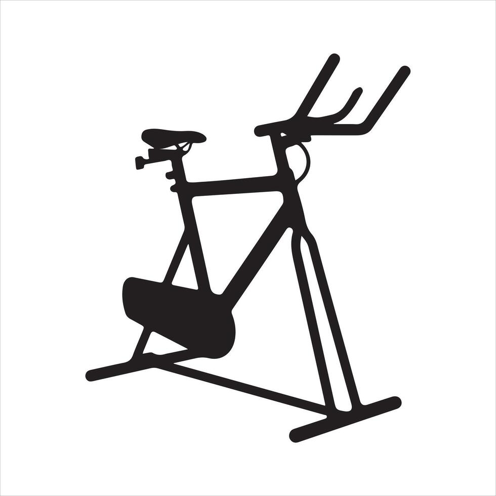gym with stationary bikes black silhouette vector