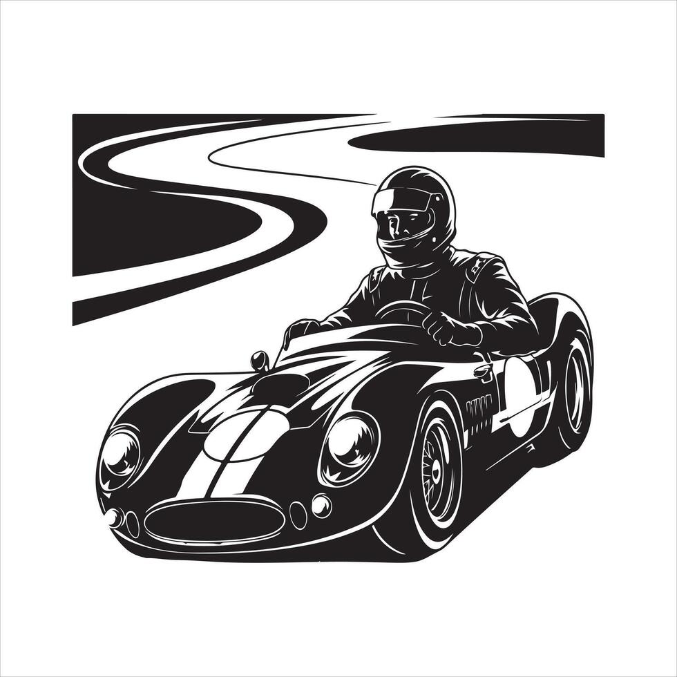 A Fast Racing Driver black vactor silhouette vector