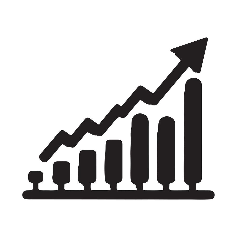 growth bar chart black silhouette on white background vector