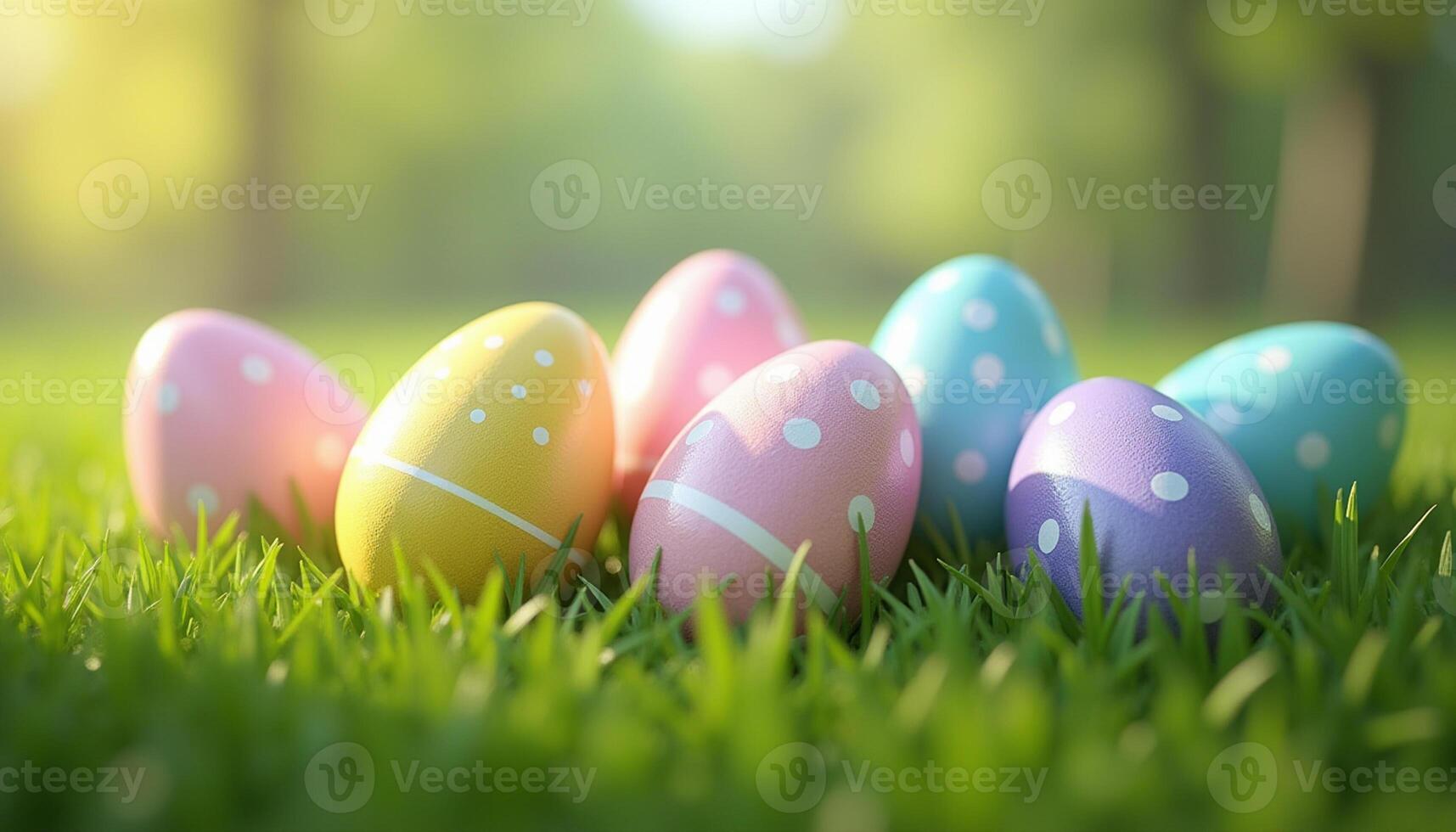 Painted Eggs Among Grass photo