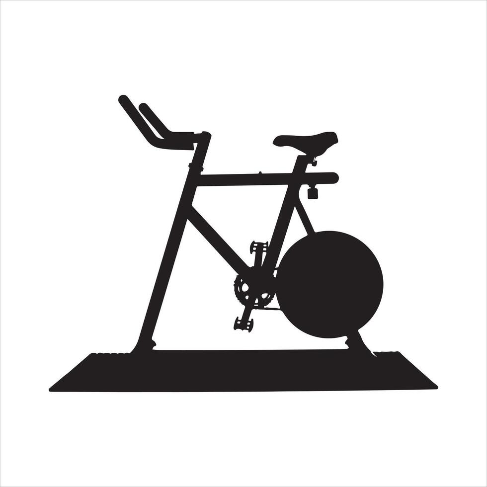 gym with a stationary bikes silhouette vector