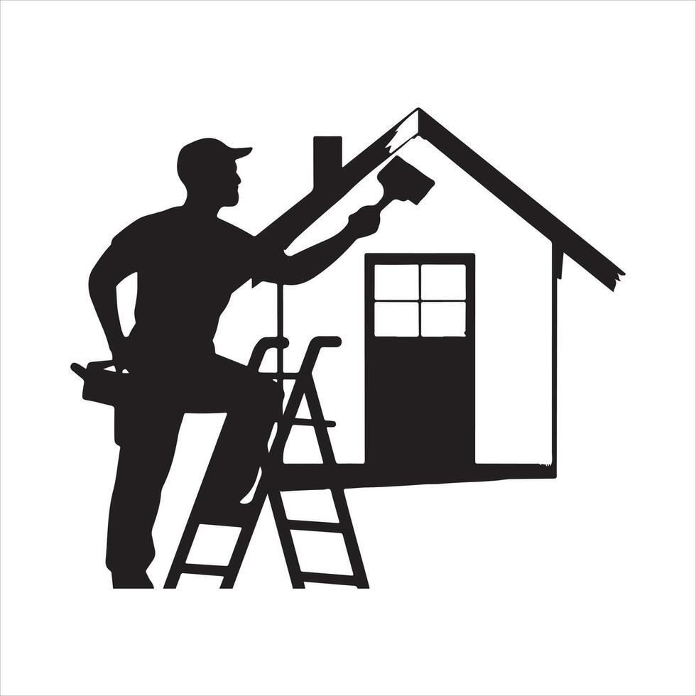 Diligent Home a Painter silhouette vector