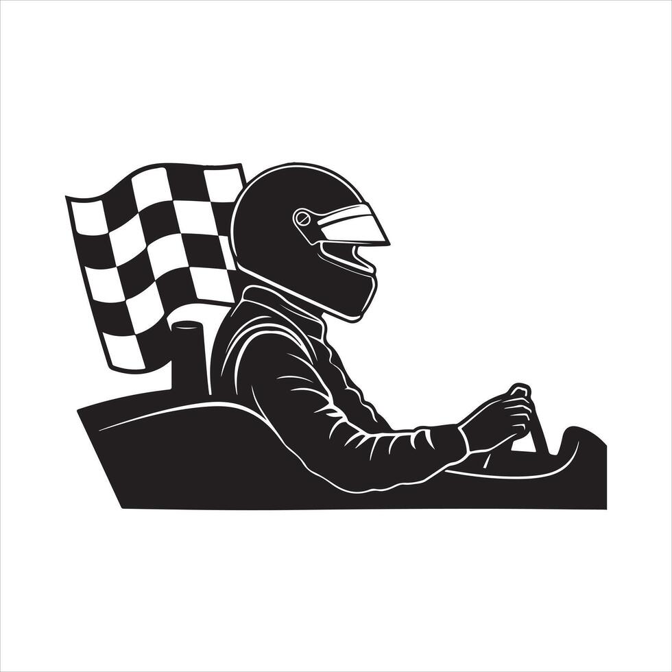 Fast Racing Driver black silhouette vector