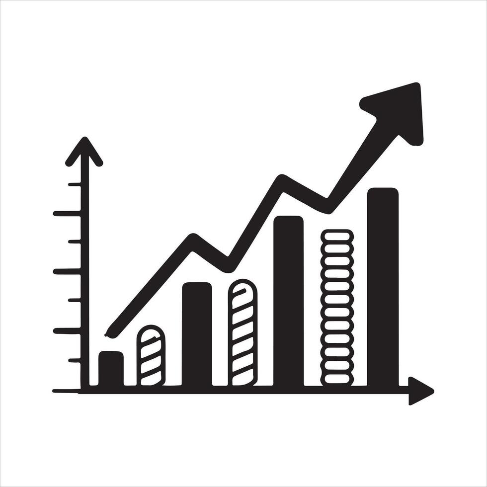 growth bar chart silhouette on white background vector