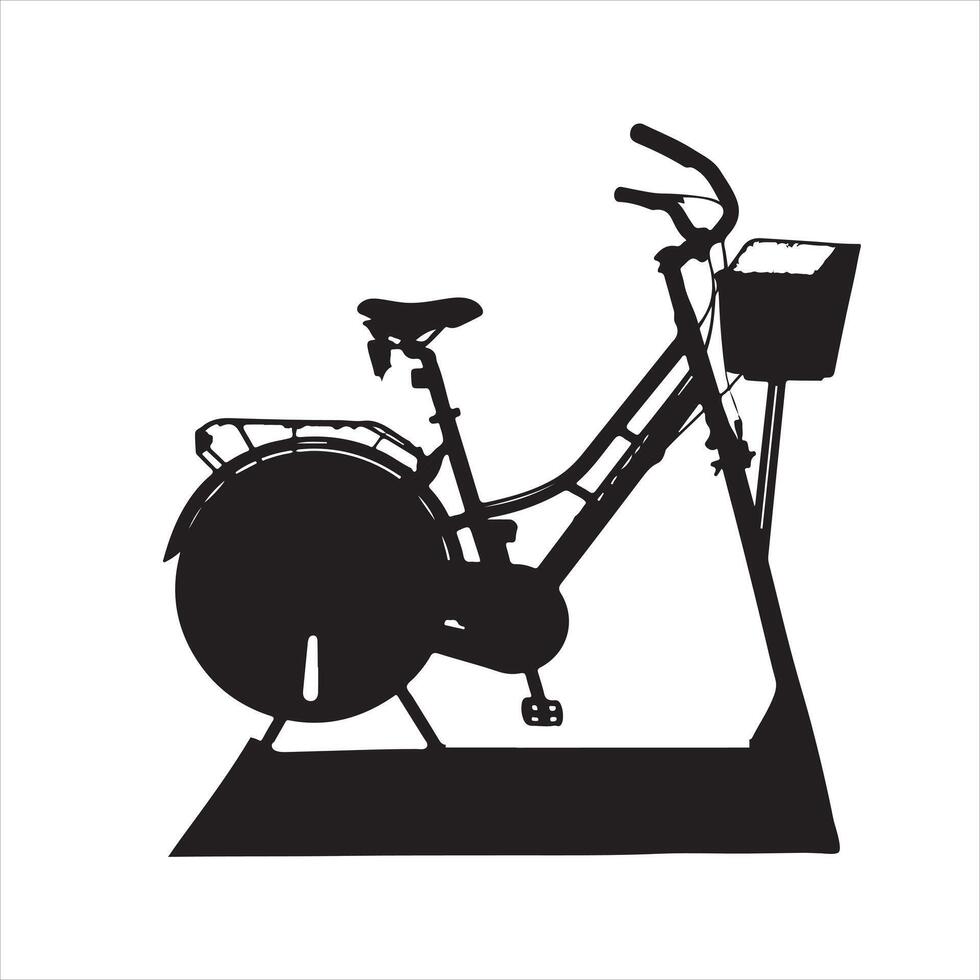 gym with stationary bikes silhouette vector
