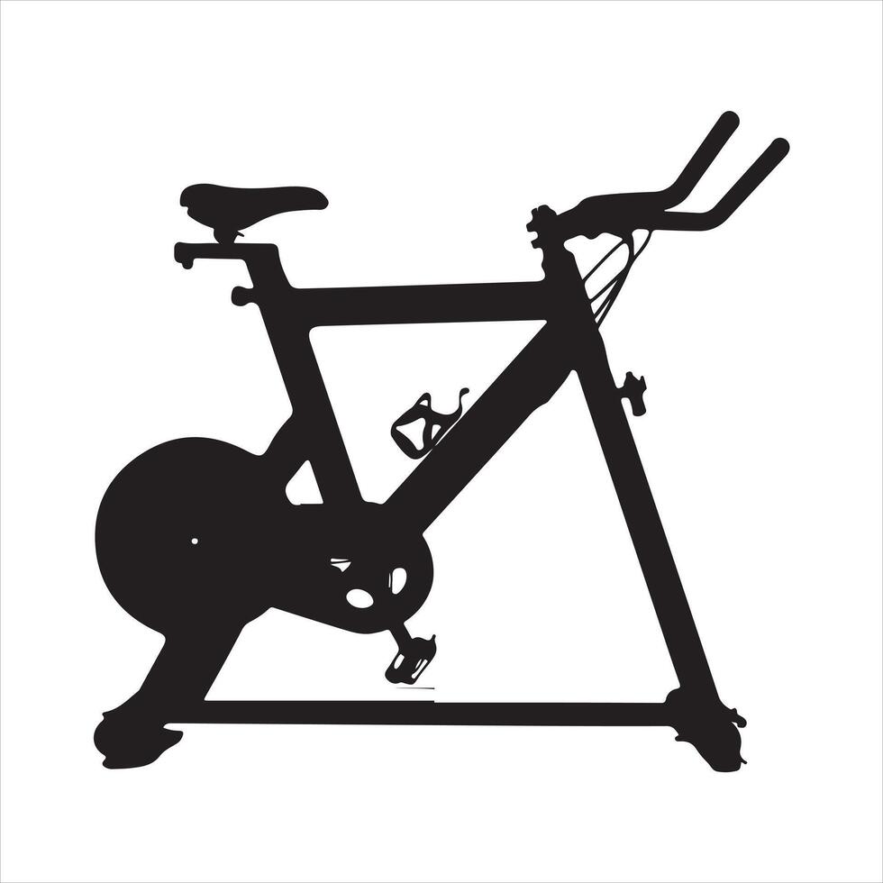 gym with a stationary bikes black silhouette vector