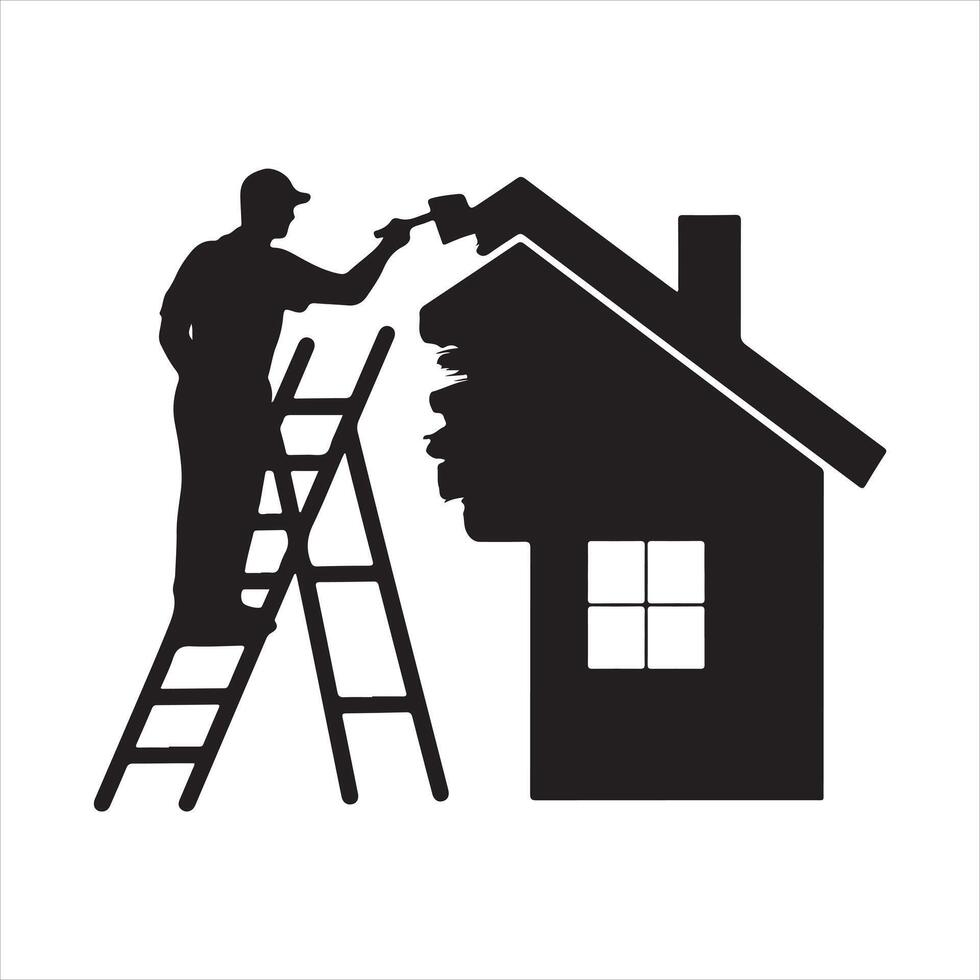 Diligent Home Painter black silhouette vector