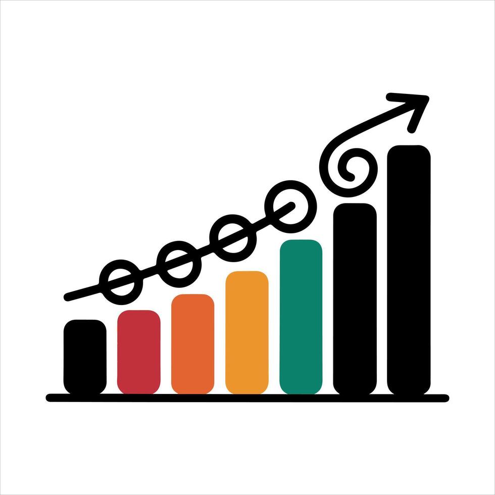 growth bar chart black silhouette white background vector