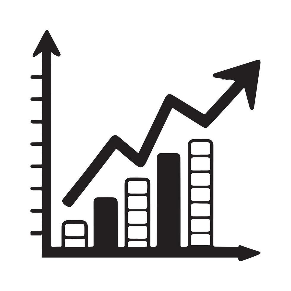 growth bar chart silhouette black vector