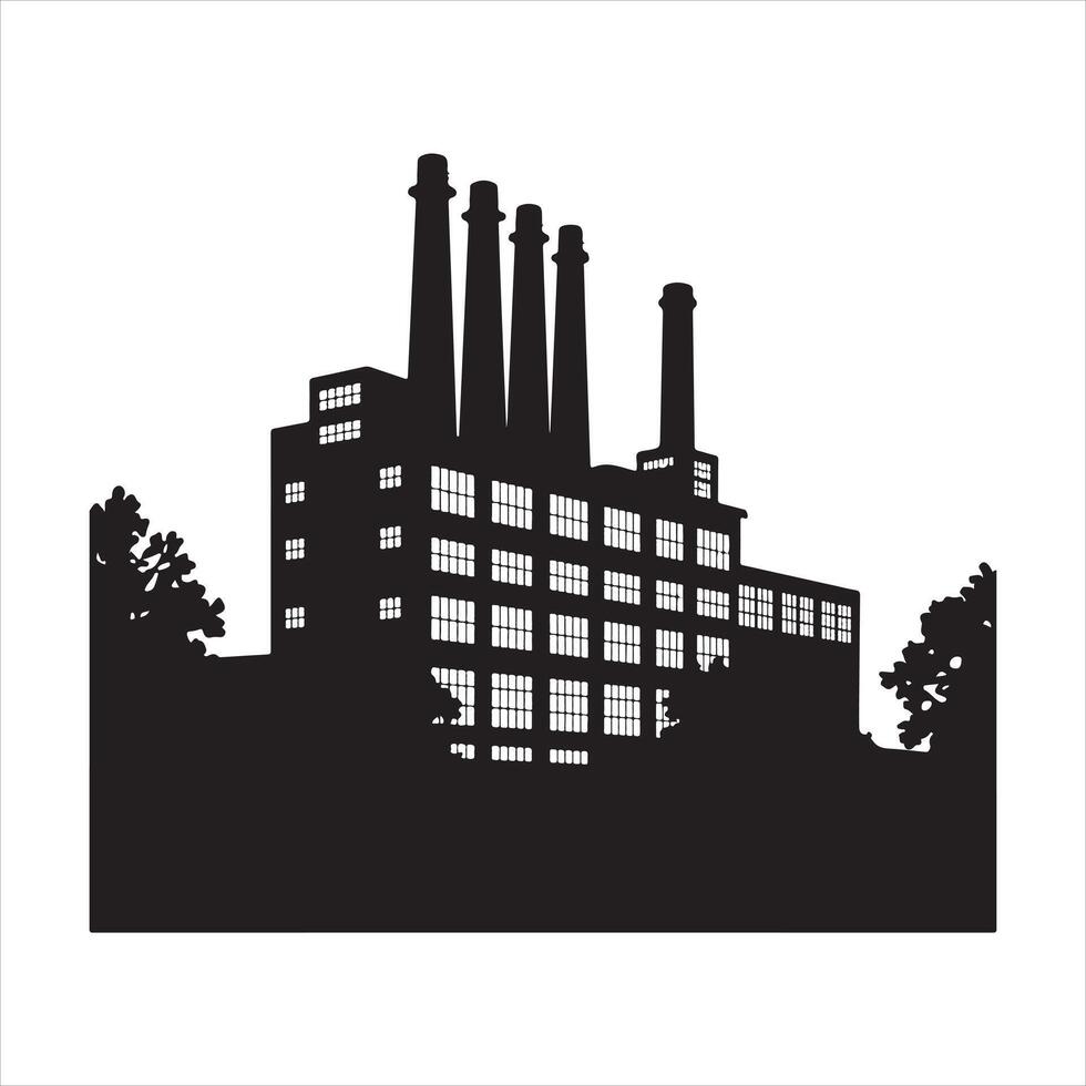 Factory Building silhouette vector