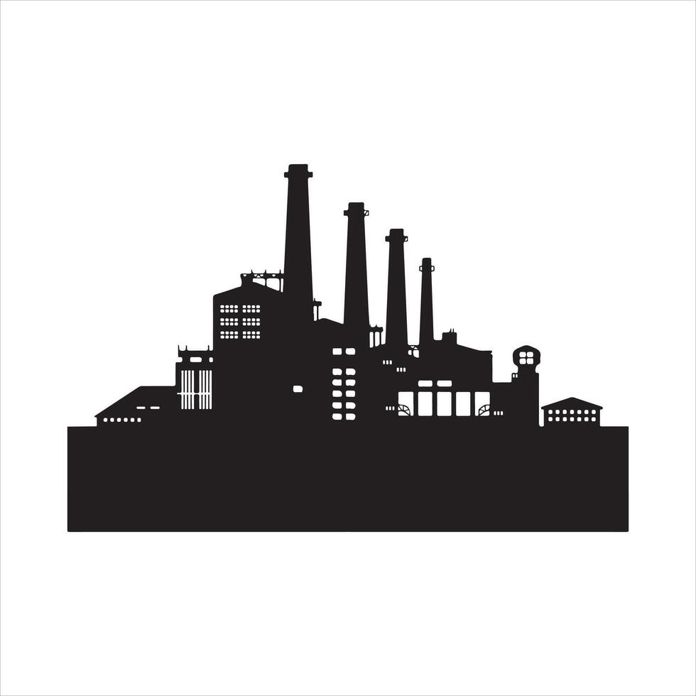 Factory Building black silhouette vector