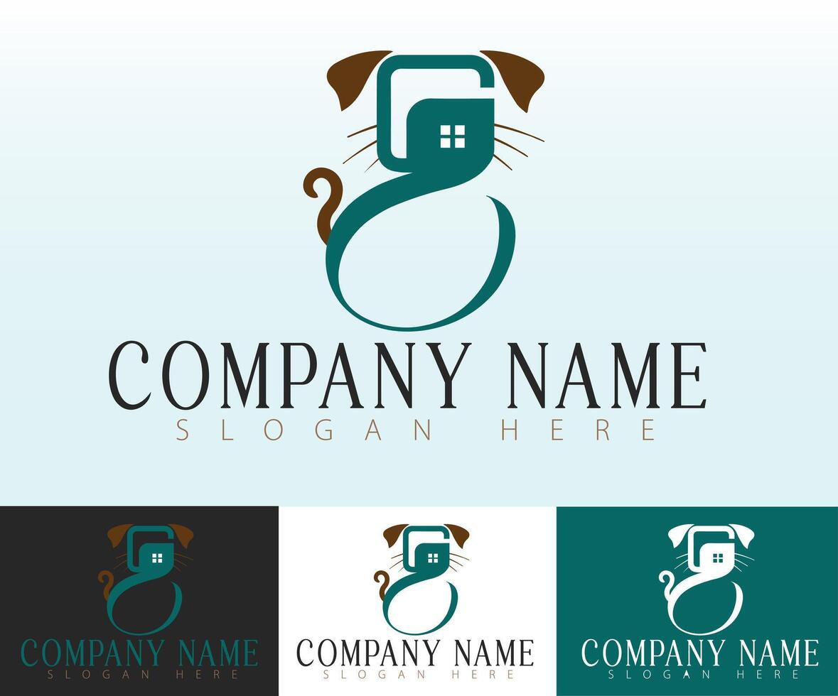 The letter g is designed with a pug dog illustration as part of the logo concept. vector