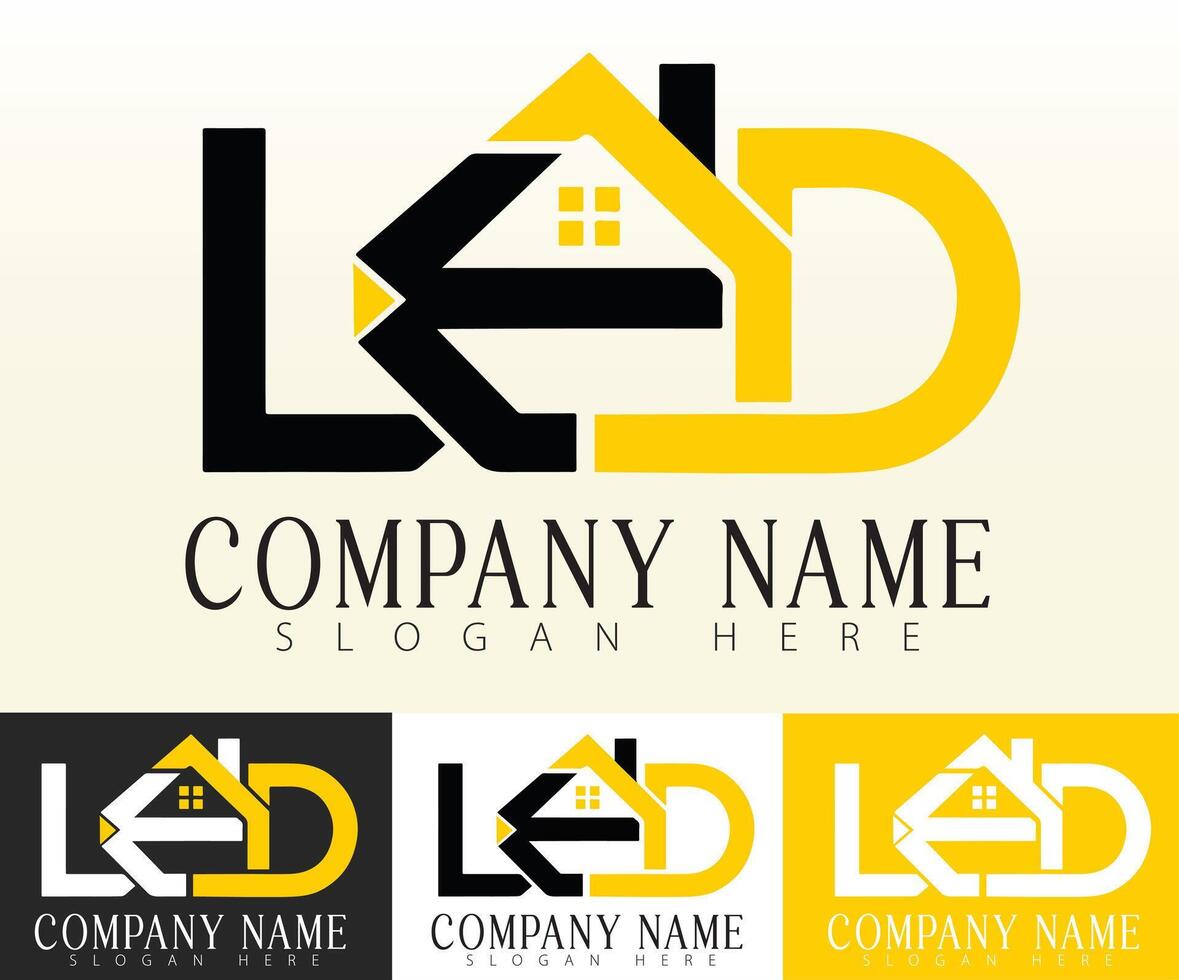 The initials LEAD are creatively integrated into a house icon for a unique logo design. vector