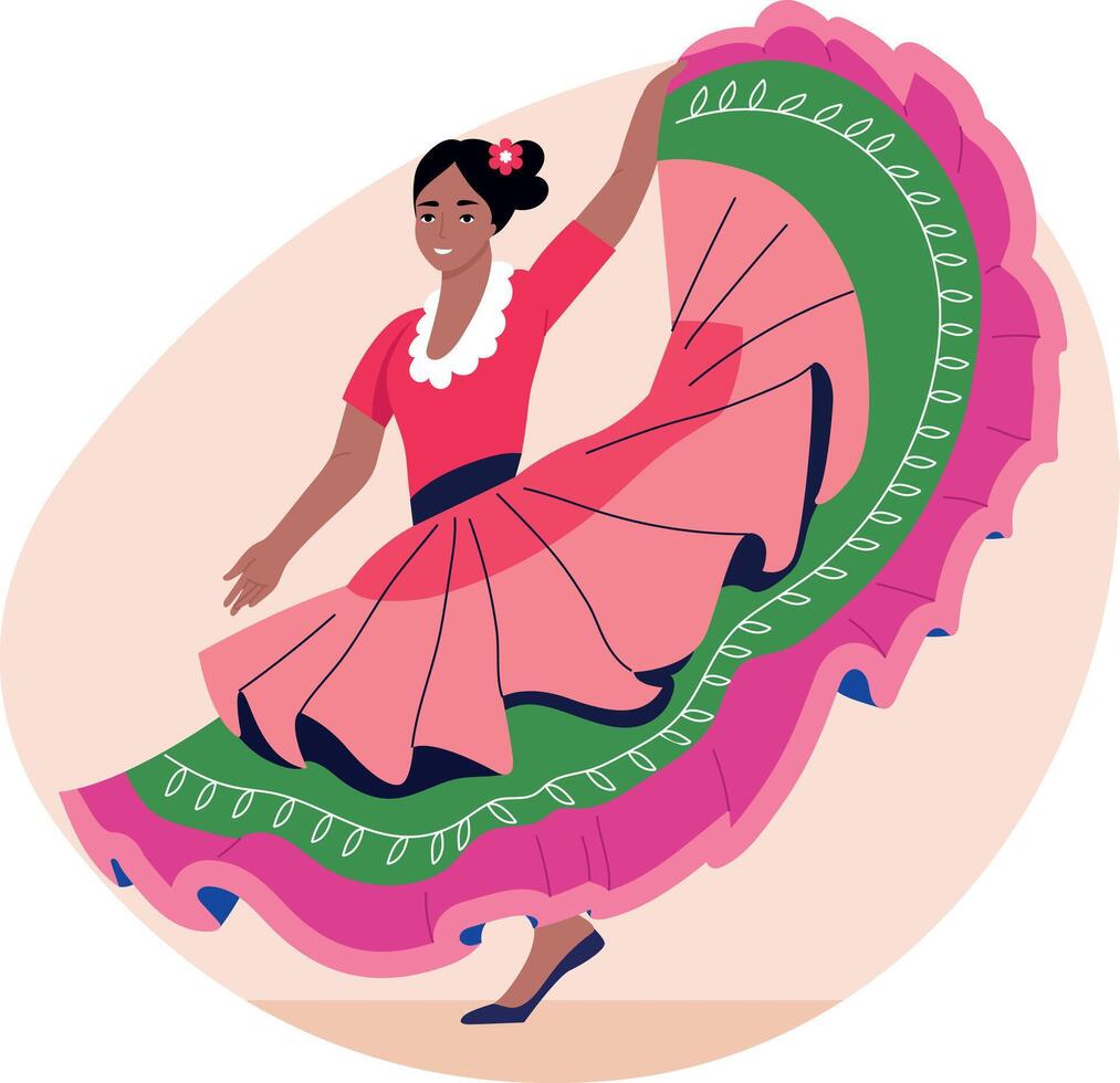 A flat style illustration of female flamenco dancer vector