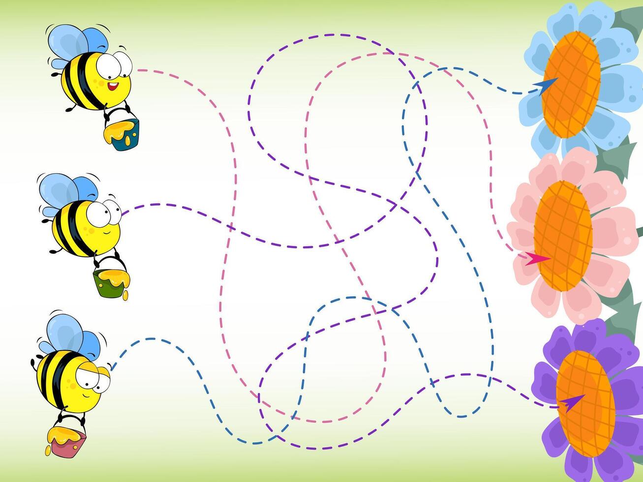 Writing practice with cute bee. Drawing lessons. Preschool. Education developing worksheet. Activity page vector