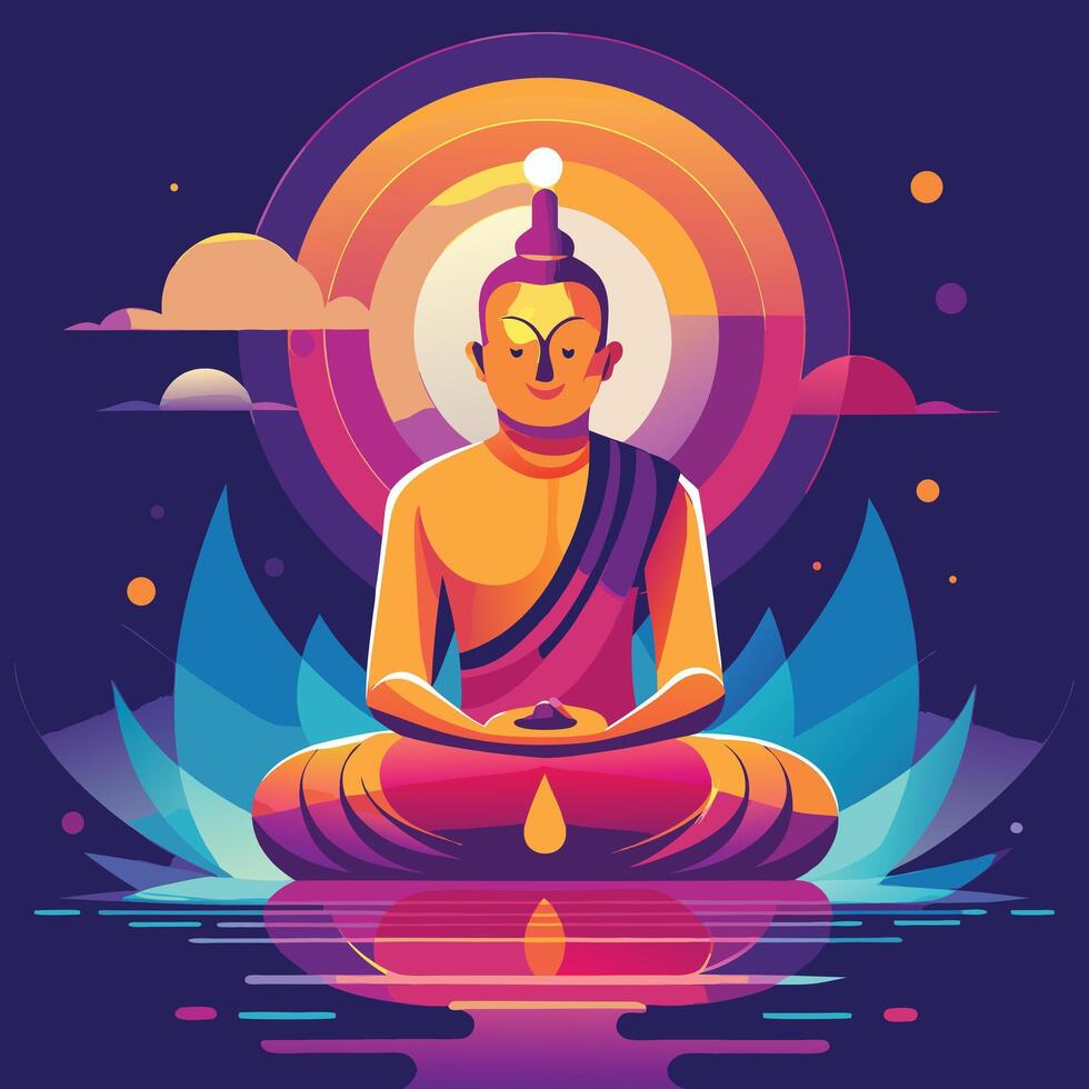 buddha meditation illustration vector