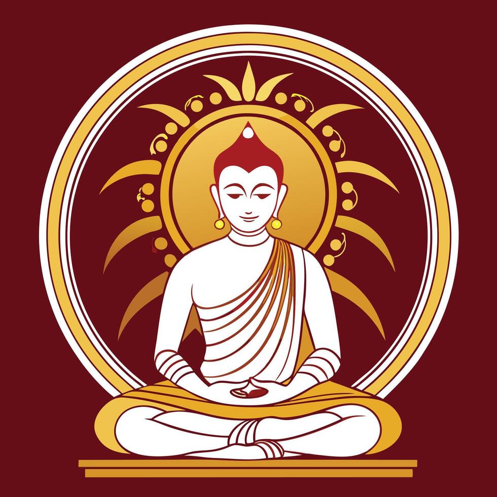 the buddha is sitting in meditation in a lotus position vector