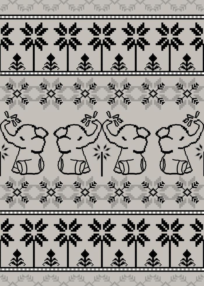 Elephant pixel and palm pattern background. holiday. Summer time. Spring time. Tribal Ethnic indian Elephant. vector