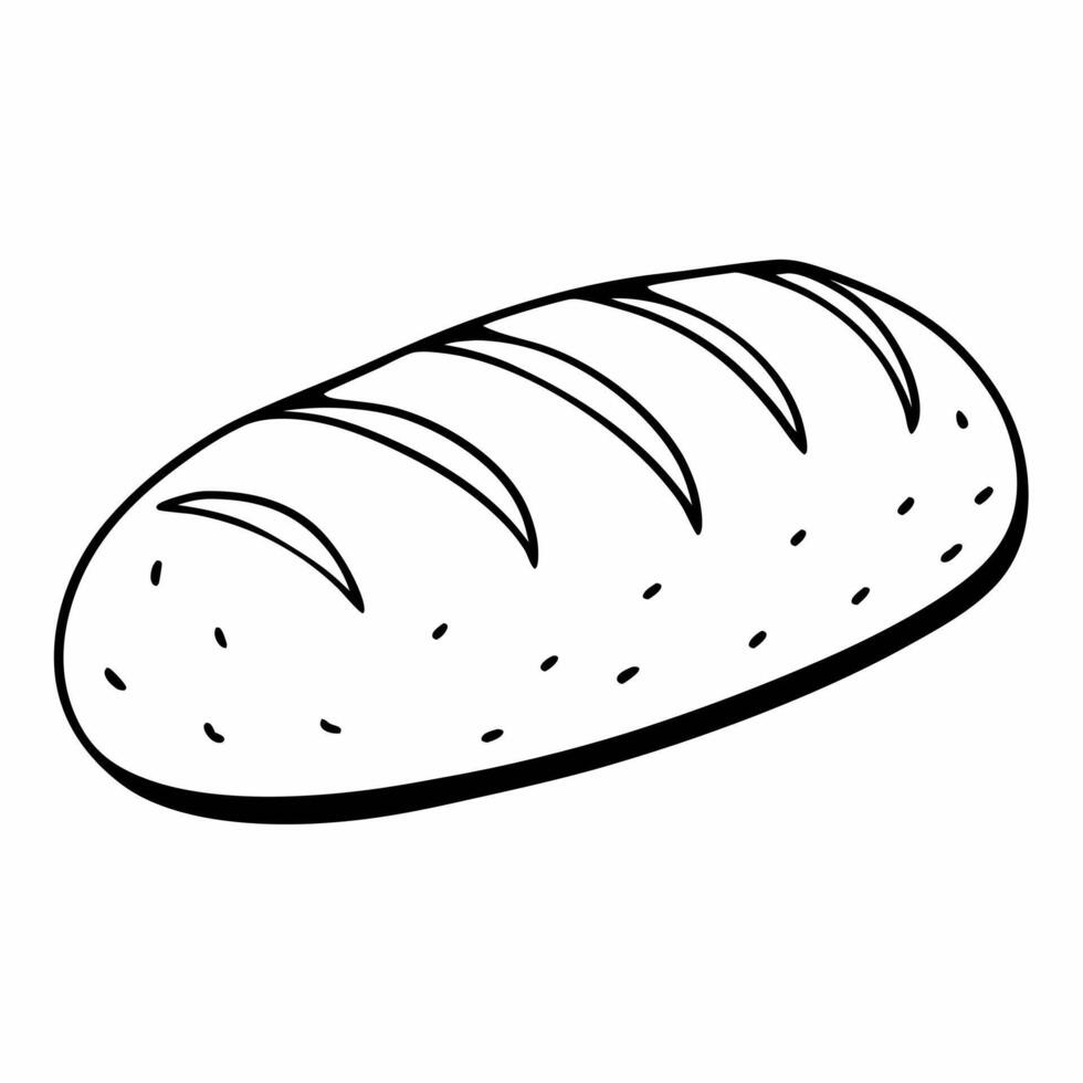 Hand Drawn Loaf of Bread Illustration in Black and White vector