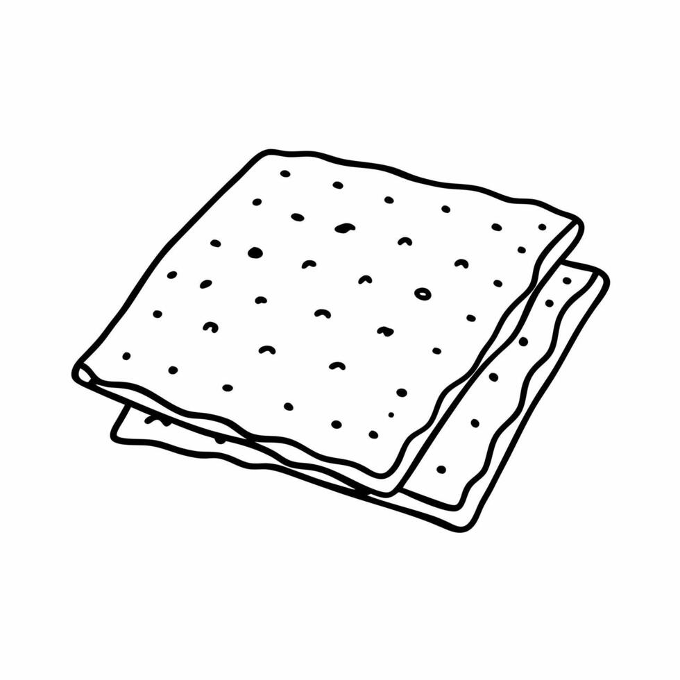 Hand Drawn Illustration of Simple Square Crackers on White Background vector