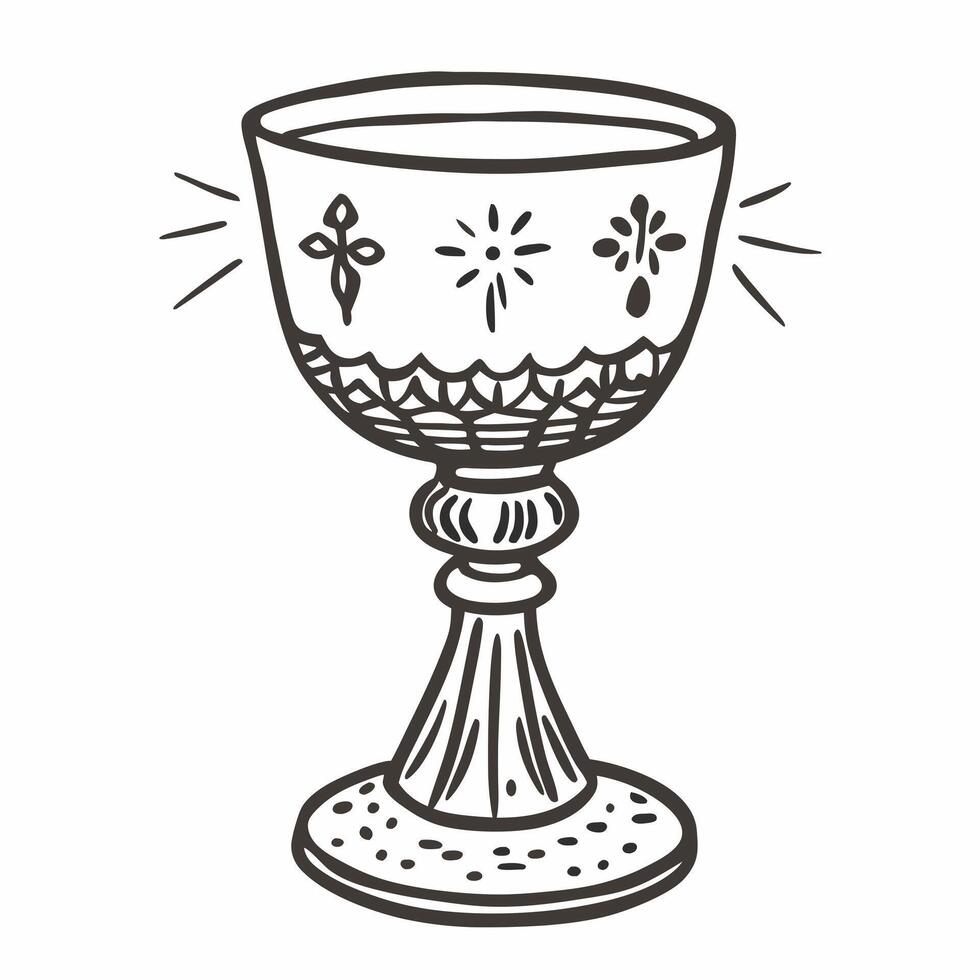 Ornate Vintage Chalice Illustration with Intricate s for Religious and Historical Themes vector