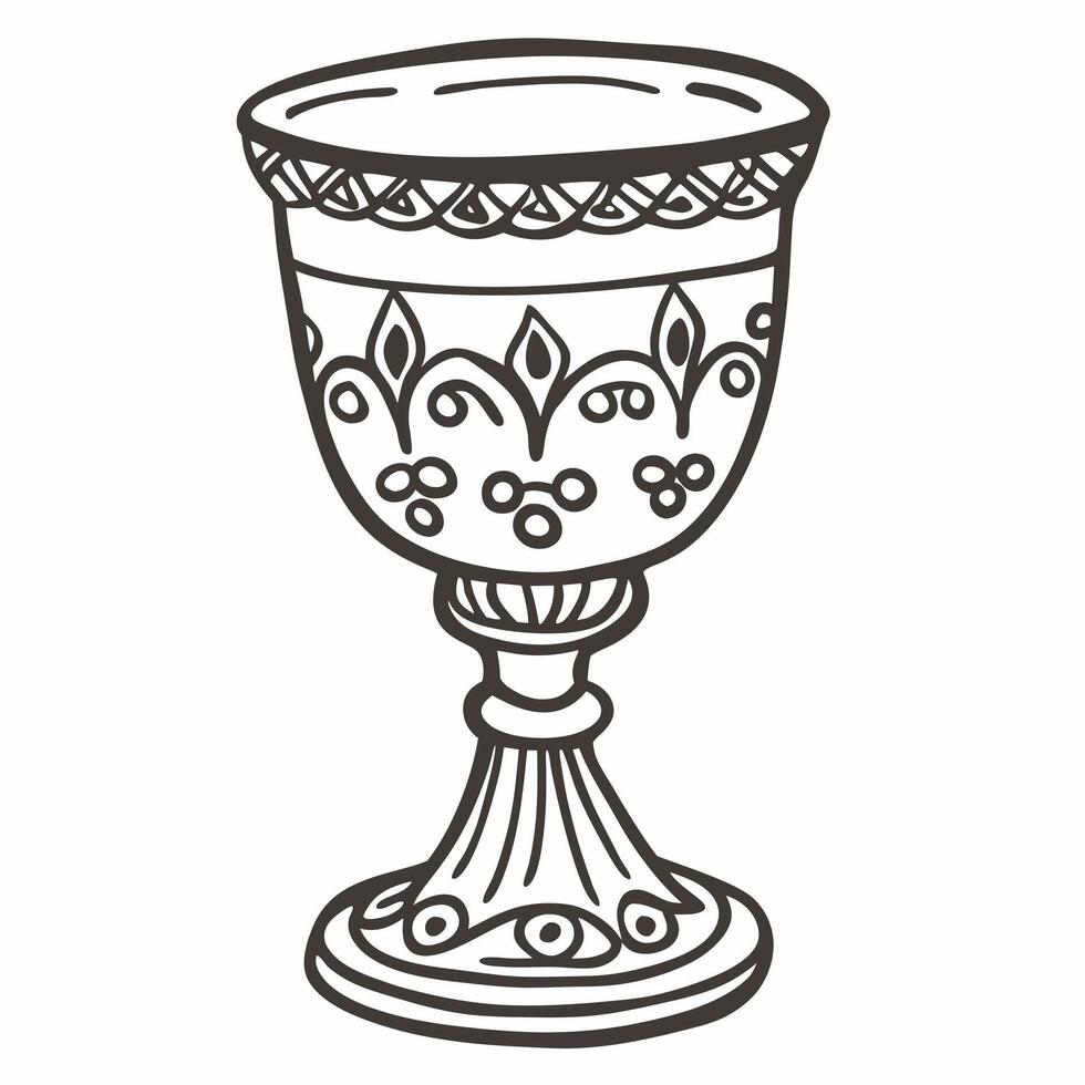 Ornate Vintage Chalice Line Art Illustration for Decor and Design vector