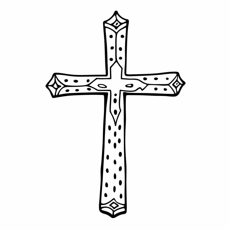 Intricate Hand Drawn Ornate Cross Illustration for Spiritual Designs vector