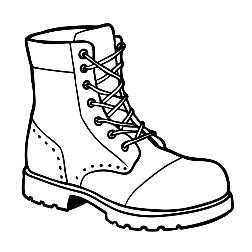 Detailed Outline of a Sturdy Combat Boot for Fashion and Utility Illustrations vector