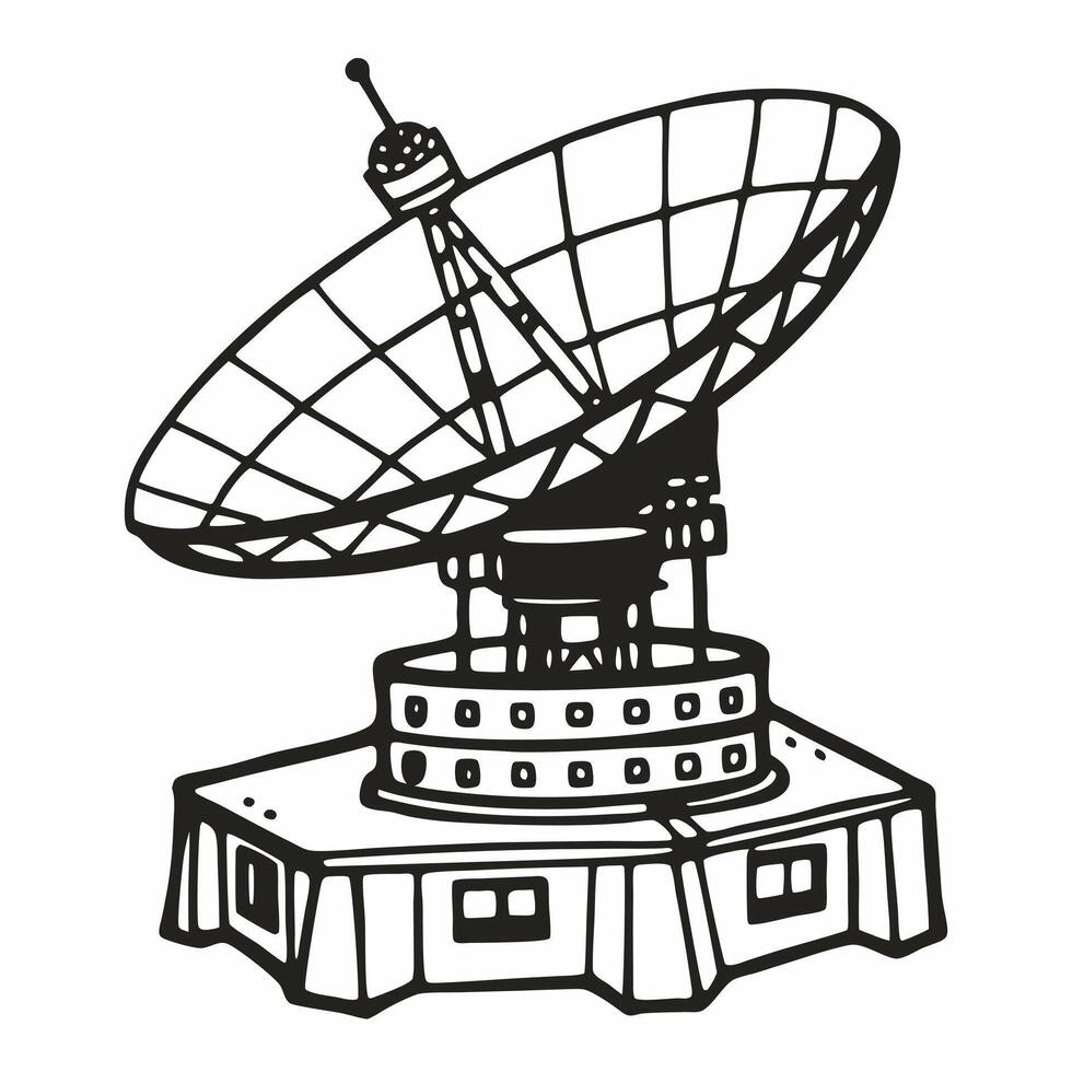Illustration of Vintage Satellite Dish Antenna for Communication and Technology Concepts vector