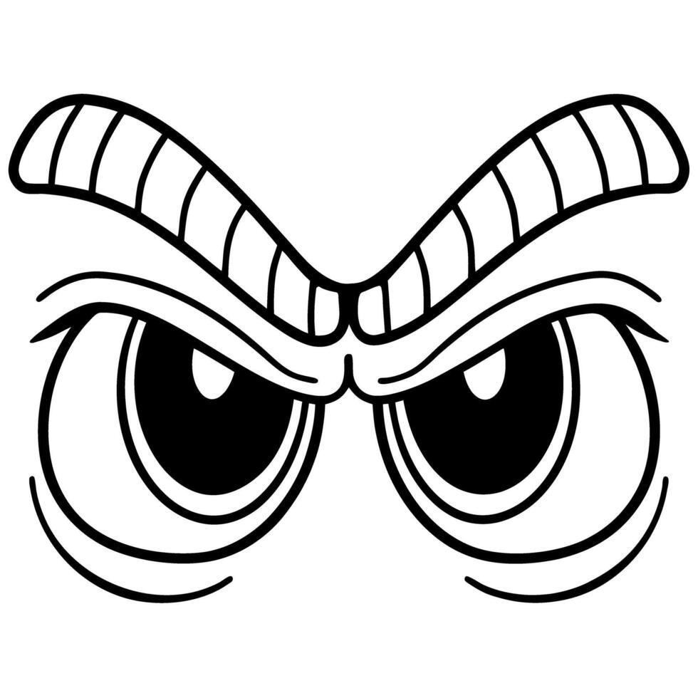 Aggressive eyebrows and eyes illustration intense expression concept, bold black lines, simple vector