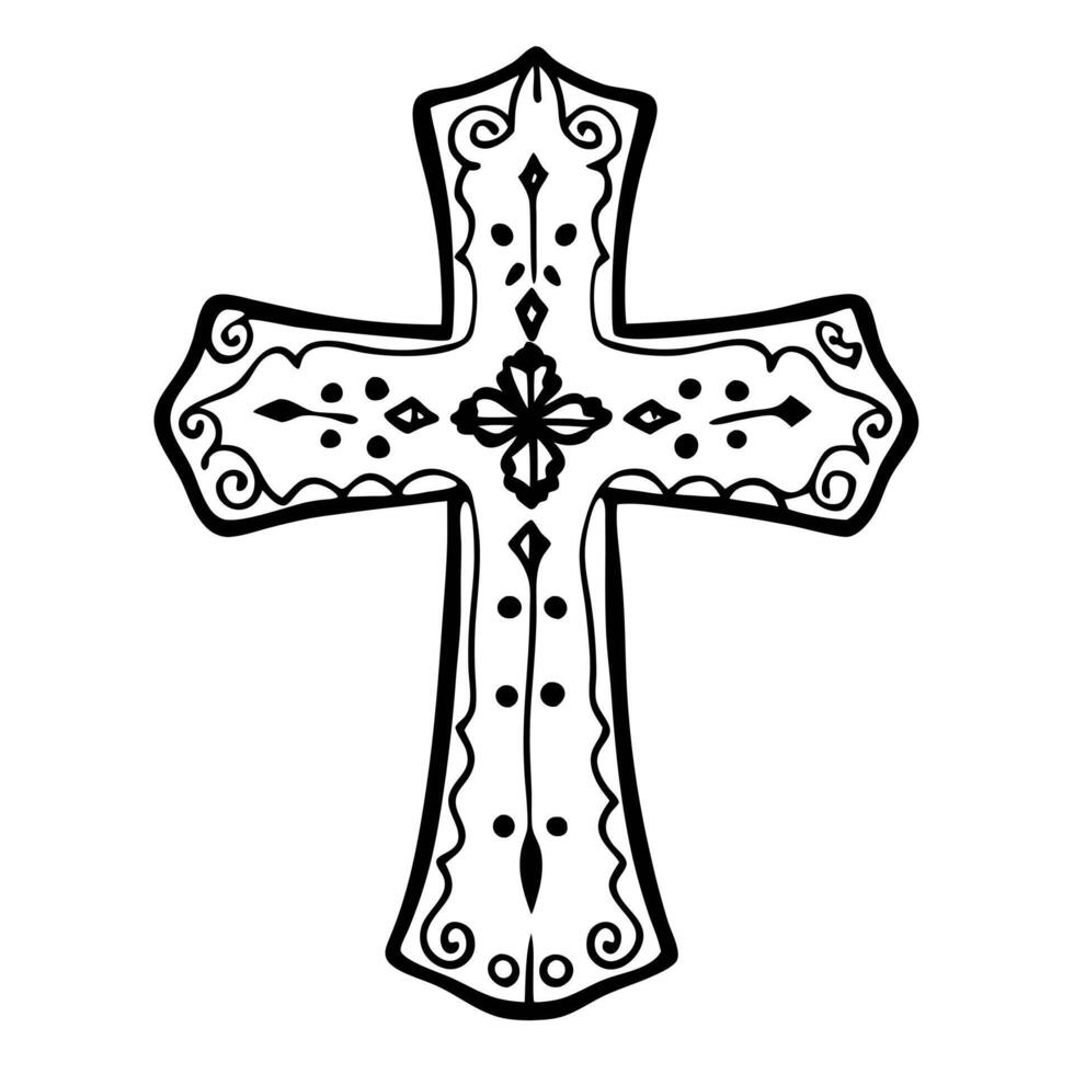 Intricate Ornamental Cross Design with Bold Black s for Art vector