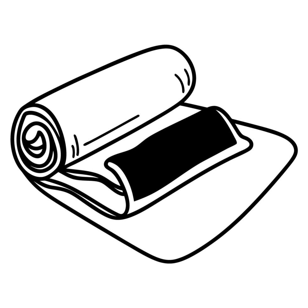 Open yoga mat illustration rolled fitness mat, exercise, healthy lifestyle, relaxation design vector