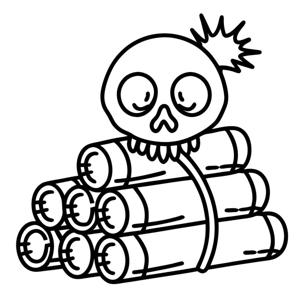 dangerous bomb with skull black and white explosive illustration, safety warning concept vector